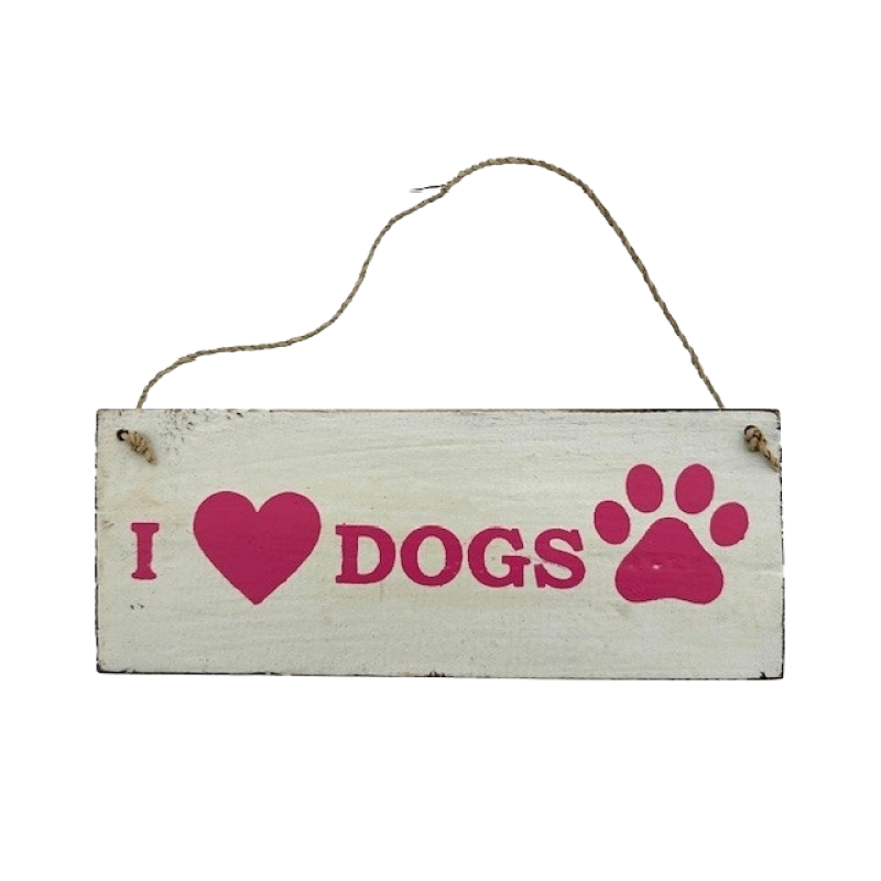Tekstbord Ina DOGS roze 20x8 cm