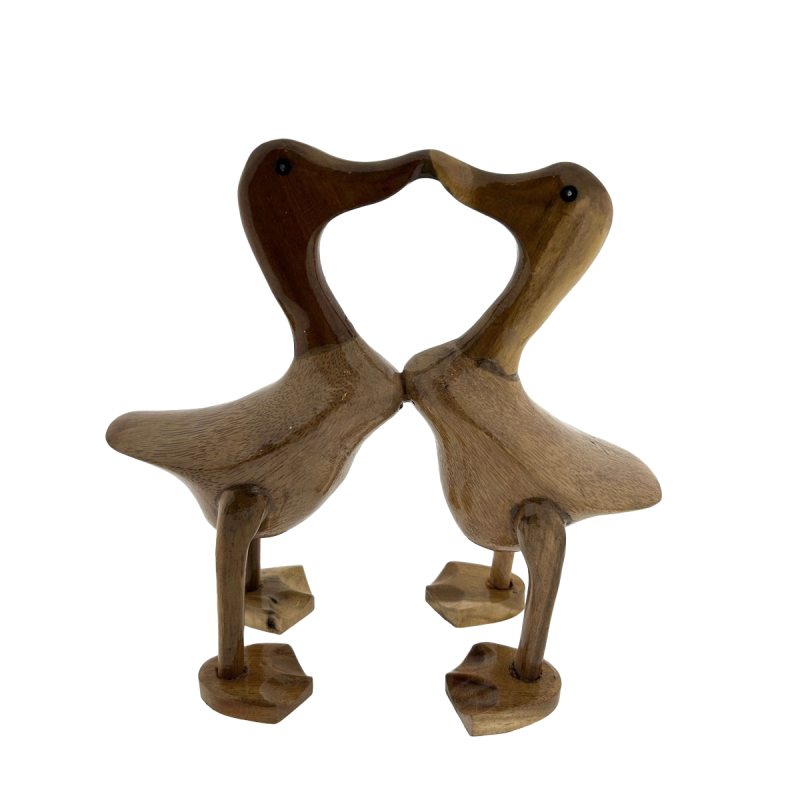 Houten eend Love koppel natural