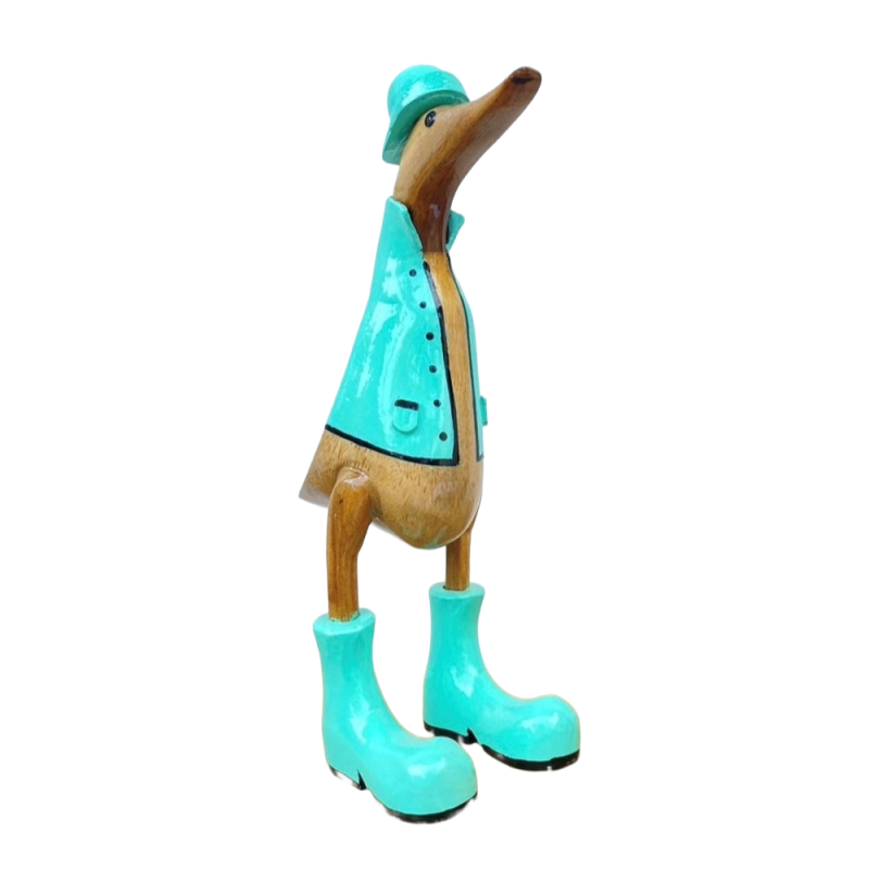Houten eend Jacco S regenjas turquoise