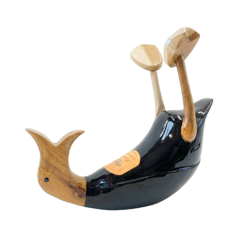 Houten eend Leo fleshouder
