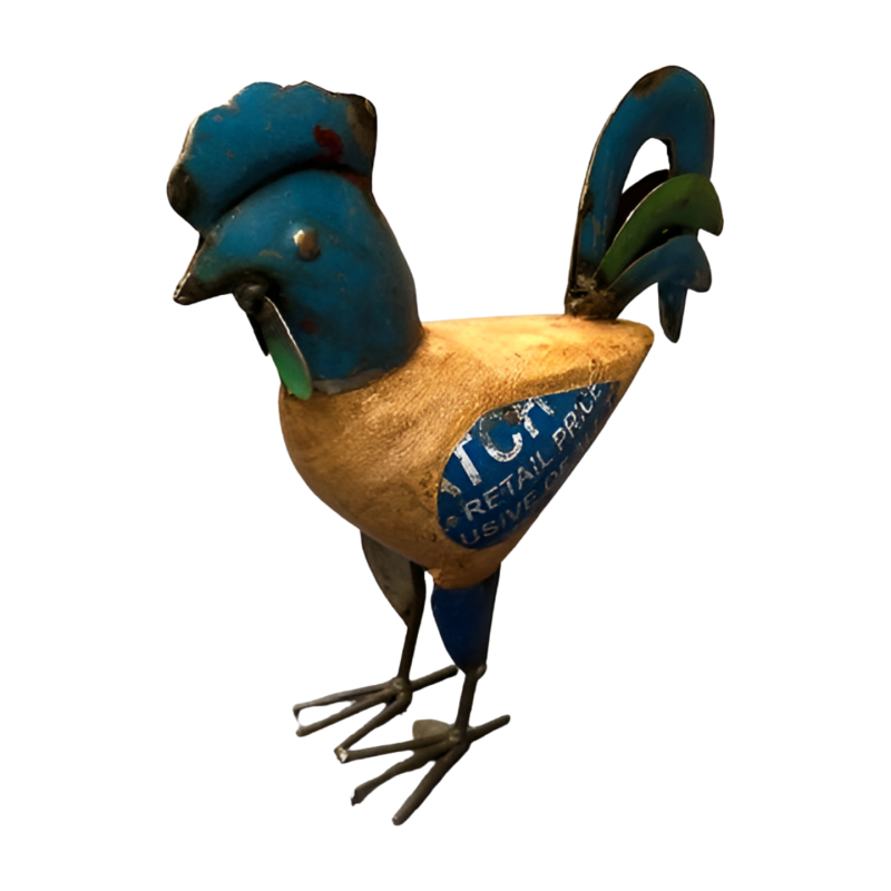 Rooster wood with iron H22cm