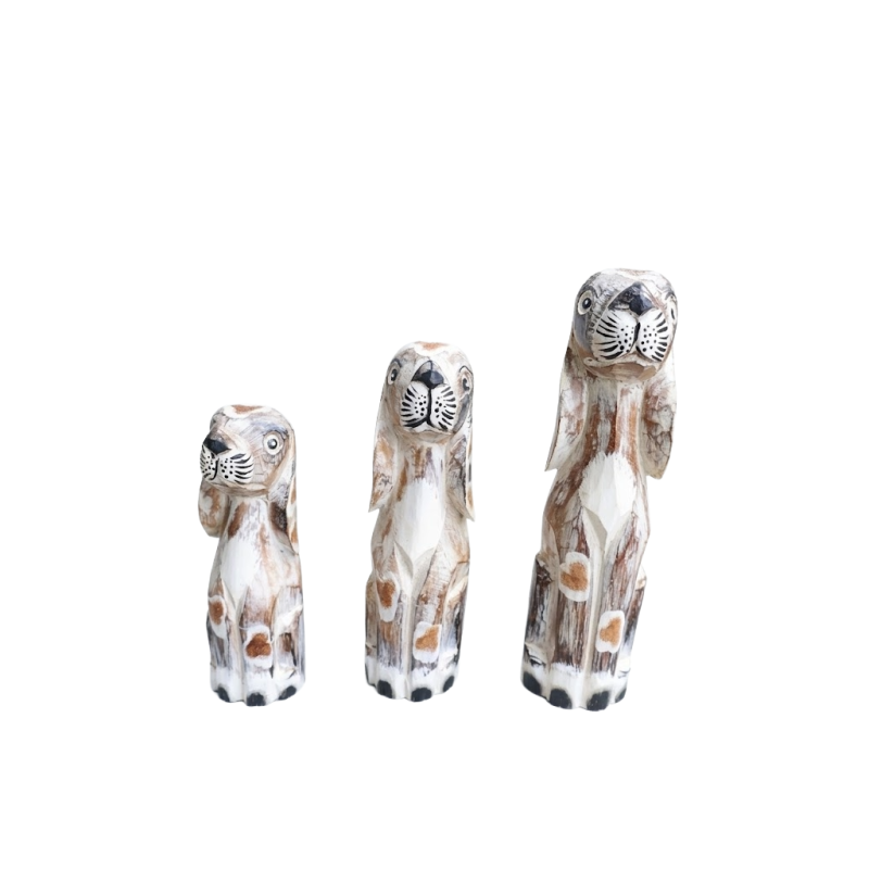 Set van drie houten honden Rodney
