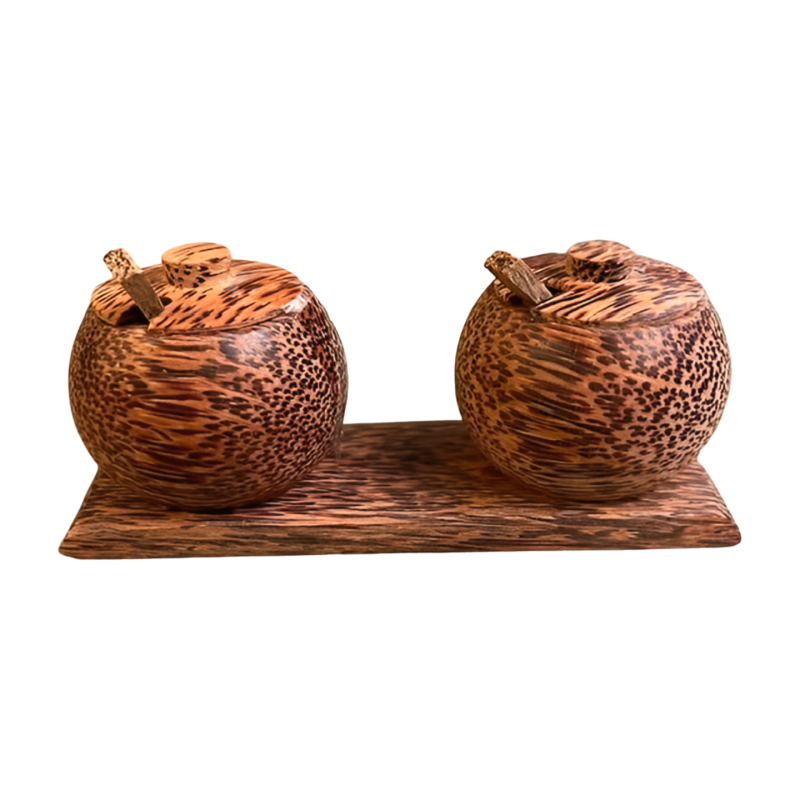 Spices jars on plate